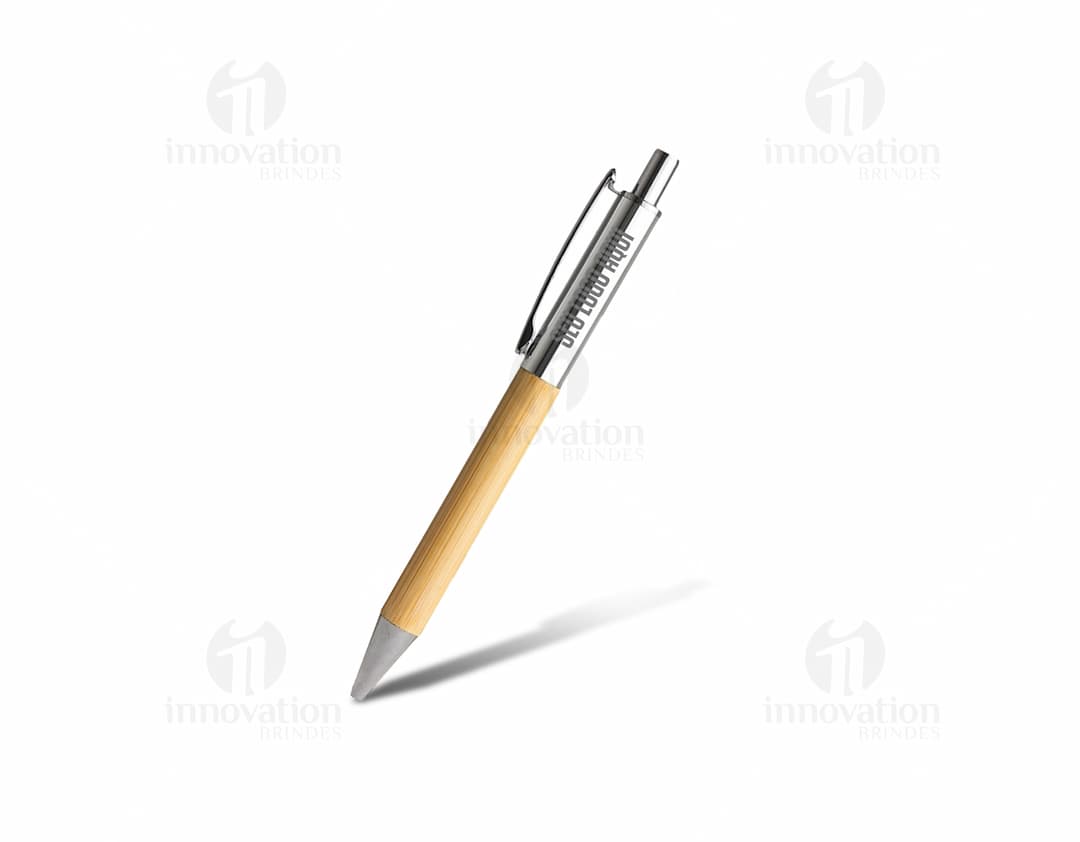 Caneta de metal e bambu para escrita refinada e elegante. Perfeito para uso no escritório, escola ou negócios. Feita com materiais de alta qualidade, ideal para assinaturas e anotações. Adquira a sua agora e eleve sua experiência de escrita!