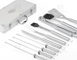 Kit churrasco 10 peças em couro sintético de alta qualidade, perfeito para você que ama uma boa churrascada! Com maleta para