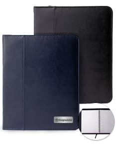 Pasta caderno de couro sintético preta para organização e praticidade no escritório. Com design vintage e textura elegante, ideal para guardar documentos e notas. A solução perfeita para quem busca sofisticação e eficiência. Tudo isso em um único produto!
