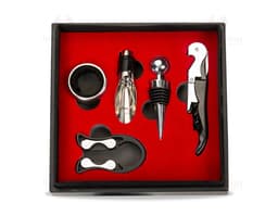 Kit vinho de luxo 5 peças em couro para os amantes da boa bebida. Perfeito para presentear ou desfrutar momentos especiais.