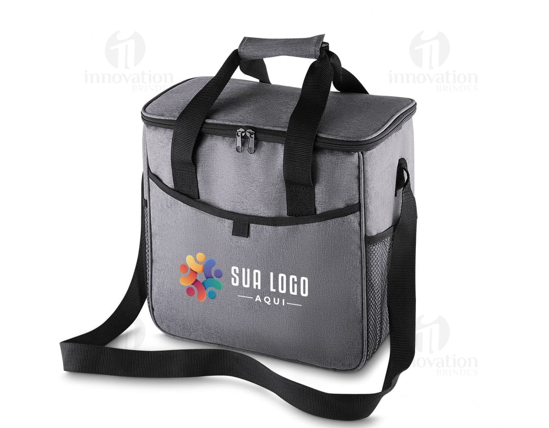 Bolsa Térmica 16 Litros - Bolsa térmica em couro retro com alça e zíper, perfeita para viagens e passeios. Com design
