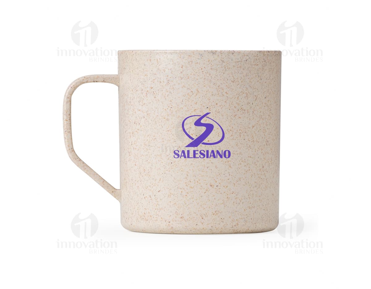 Caneca de cerâmica com fibra de arroz, 400ml. Ideal para apreciar um delicioso café. Design único, resistente e sustentável. Perfeita para presentear.