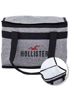 Bolsa térmica de 13 litros, em couro preto, usada para transportar alimentos e bebidas de forma prática e eficiente. A bolsa contém um tambor para armazenamento, e pode ser utilizada para manter a temperatura de comida e bebida.