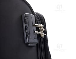 30-Liter Carry-On Bag with a modern and durable design, made of leather and metal. It features a handle and wheels for easy