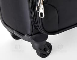 30-Liter Carry-On Bag with a modern and durable design, made of leather and metal. It features a handle and wheels for easy