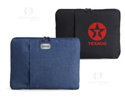 Schwarzer Leder-Ordner für Tablet und Notebook 14 mit Metallschnalle, modernem und elegantem Stil. Ideal für den Transport