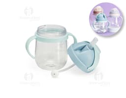 Copo de Transição Infantil 350ml em plástico amarelo transparente, com design clean e seguro para crianças, ideal para