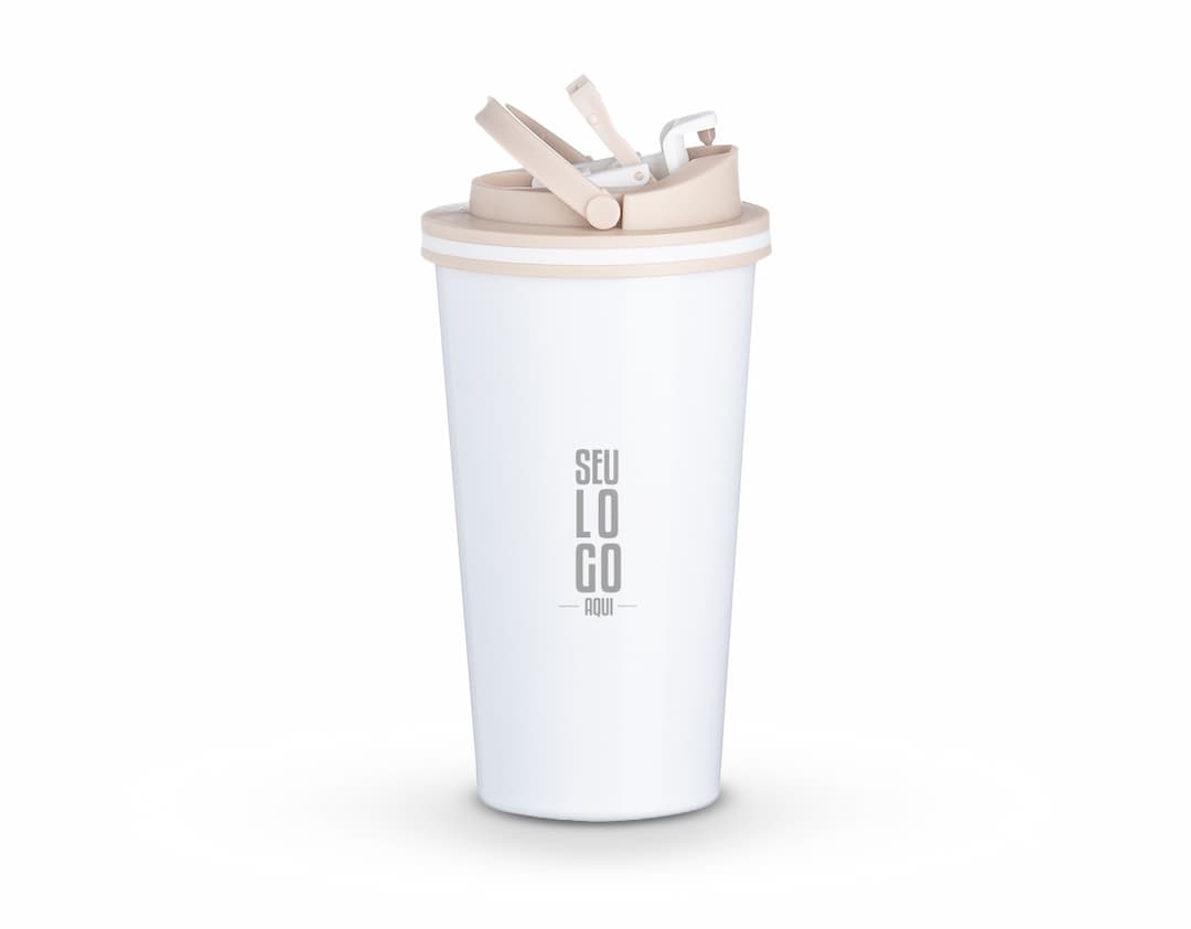 Copo de metal de 450ml, ideal para bebidas quentes e frias. Design saudável e higiênico, perfeito para o uso diário.