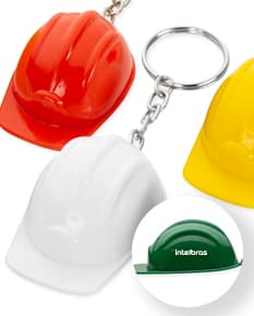 Chaveiro Capacete EPI Plástico: Chaveiro em formato de capacete de segurança feito de plástico.