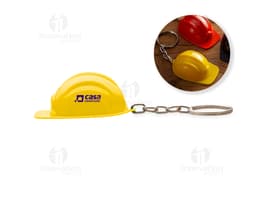 Safety Helmet Keychain Plastic: Keychain in the shape of a safety helmet made of plastic.