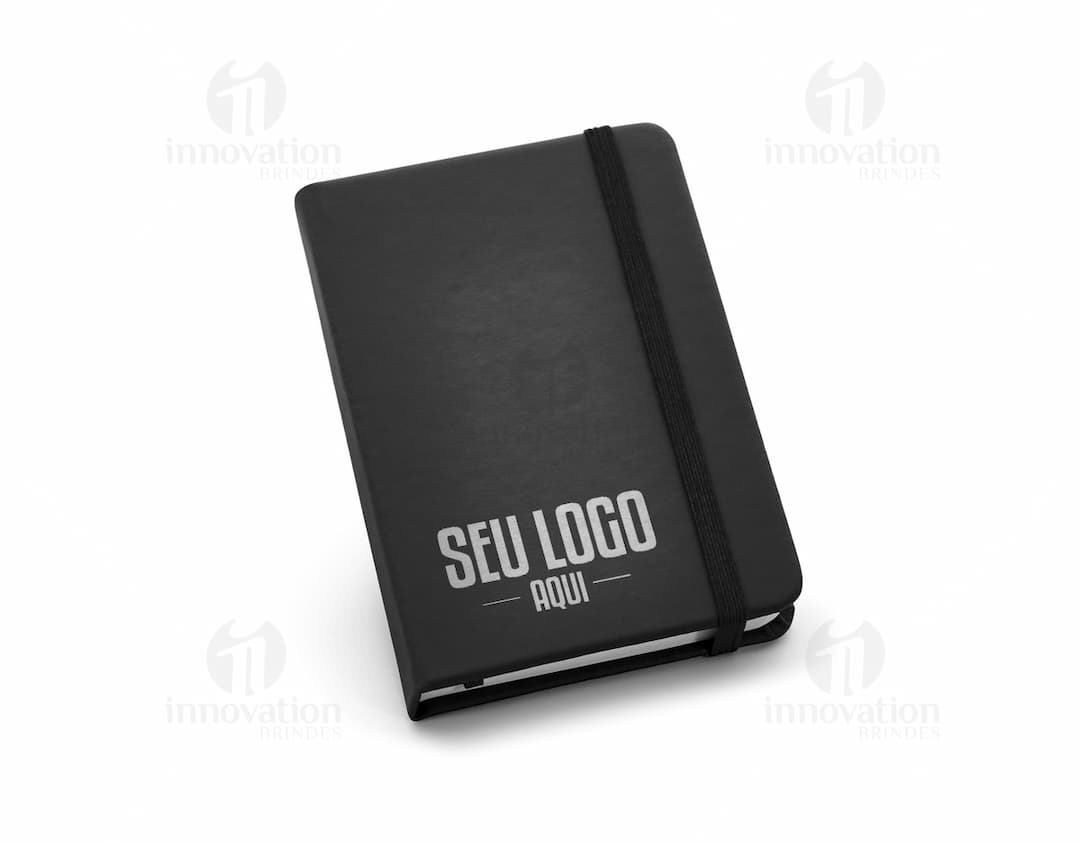 Caderno capa dura preto para negócios e tecnologia. Perfeito para armazenar dados e informações de forma organizada. Ideal para escritórios e estudos. Compre já!