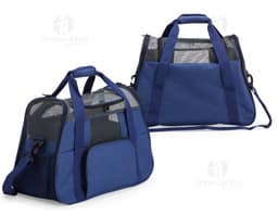 Bolsa de transporte de pets em nylon marrom, perfeita para viagens e passeios. Elegante e moderna, com alça ajustável e zíper