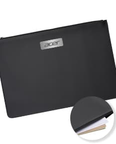 Pasta envelope bidim preta para armazenamento de documentos e tecnologia. Capa dura e design moderno, ideal para organizar papéis e materiais de trabalho.