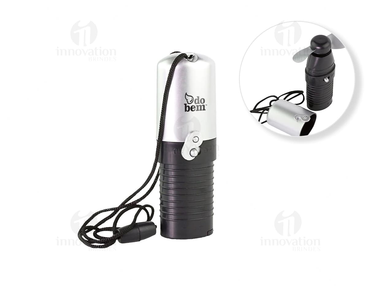 Device eletrônico moderno, objetivo de comunicação, equipamento de tecnologia digital. O mini ventilador portátil c/ tampa é um gadget eletrônico preto, com botão único para ligar, tela moderna e design compacto. Perfeito para uso em ambientes de trabalho, escritório ou em casa.
