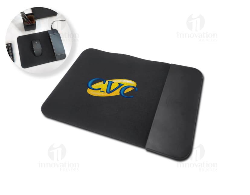 Mouse pad carregador - A solução perfeita para manter seu dispositivo sempre carregado enquanto trabalha. Prático, moderno e funcional, este mouse pad é o acessório ideal para o seu escritório. Nunca fique sem bateria novamente!