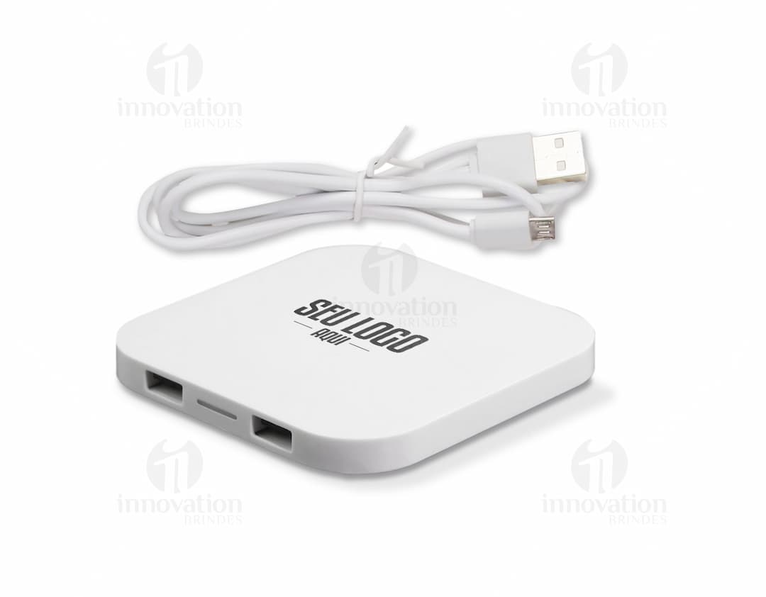 Carregador wireless com dupla saída USB - Tecnologia moderna para carregar seus dispositivos de forma rápida e eficiente. Ideal para escritório, home office e viagens de negócios. Aproveite a praticidade da conexão sem fio e tenha sempre seus aparelhos carregados. Adquira já o seu!