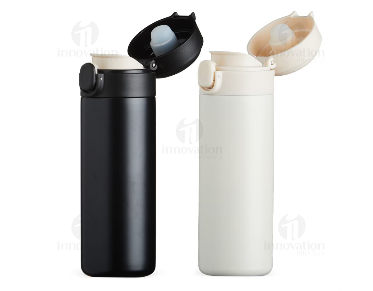 Garrafa térmica 400ml: mantenha suas bebidas favoritas na temperatura ideal por mais tempo. Feita com material de alta