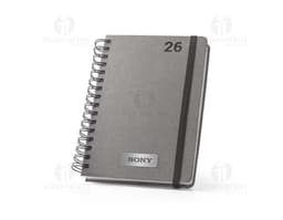 Ring binder planner for the year 2026, in black with gold details.