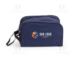 Black Polyester Necessity with double zipper, ideal for storing fashion items and accessories. The modern and elegant design