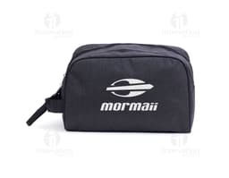 Black Polyester Necessity with double zipper, ideal for storing fashion items and accessories. The modern and elegant design