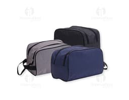 Black Polyester Necessity with double zipper, ideal for storing fashion items and accessories. The modern and elegant design
