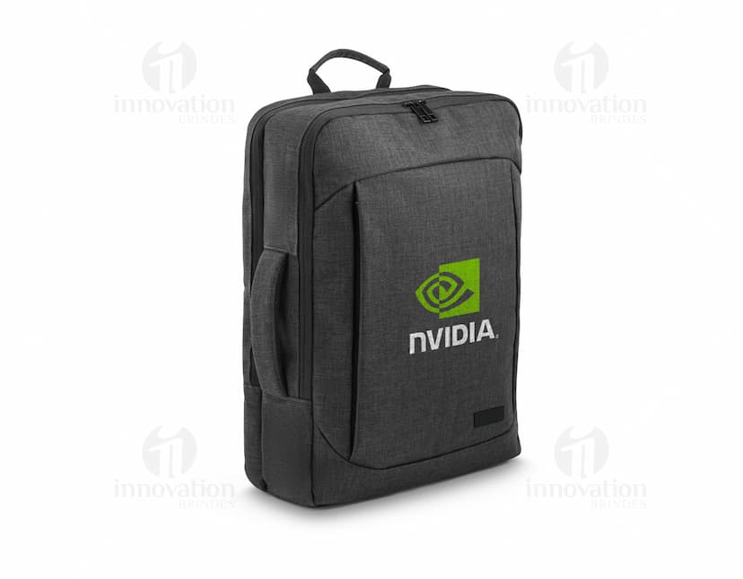 Mochila híbrida 2 em 1 c/ 2 compartimentos, preta, feita de couro, moderna e elegante, com alça de transporte, ideal para viagens de negócios ou uso pessoal.