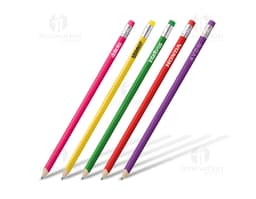 Lápis dureza HB c/ certificação Inmetro em uma variedade de cores vibrantes e brilhantes, incluindo amarelo, laranja, rosa