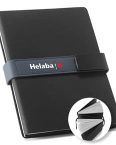 Caderno a5 preto de couro moderno para escrita e organização de negócios. Perfeito para guardar informações importantes e documentos. Um item essencial para o seu escritório. Compre agora!