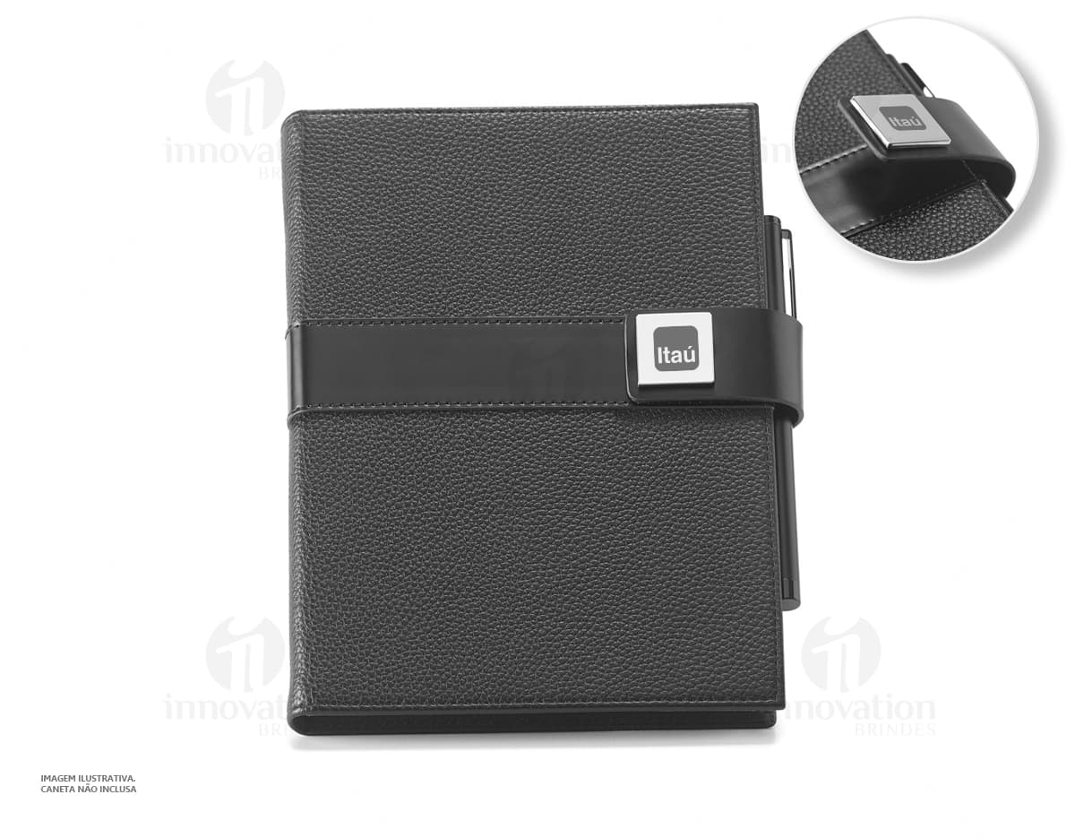 Caderno A5 em couro preto para organização e praticidade no dia a dia do trabalho. Ideal para guardar dinheiro, documentos e dispositivos eletrônicos de forma segura. Seu design elegante e retro traz um toque de sucesso e sofisticação ao ambiente de escritório. Aproveite para manter suas finanças em dia com esse acessório indispensável!