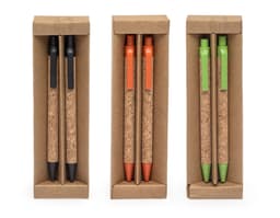 Kit ecológico con bolígrafo y lápiz hechos de materiales sostenibles para la escuela, oficina o dibujo. Ideal para incentivar