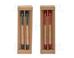 Kit ecológico con bolígrafo y lápiz hechos de materiales sostenibles para la escuela, oficina o dibujo. Ideal para incentivar