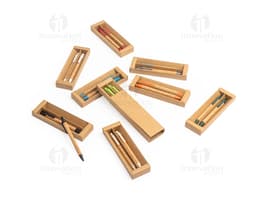 Kit ecológico con bolígrafo y lápiz hechos de materiales sostenibles para la escuela, oficina o dibujo. Ideal para incentivar