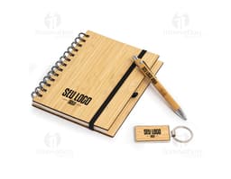 Kit executivo ecológico 3 peças - Perfeito para escritório e reuniões de negócios! Inclui notebook, bloco de notas e caneta