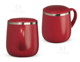 Caneca de parede dupla com capacidade de 370ml, ideal para bebidas quentes como chá e café. Feita de cerâmica, na cor