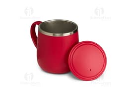 Caneca de parede dupla com capacidade de 370ml, ideal para bebidas quentes como chá e café. Feita de cerâmica, na cor