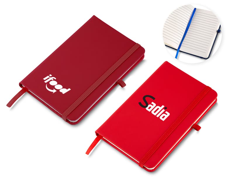 Moleskine Sintético Capa Dura 80 Folhas - Caderno com capa dura e lisa de cor sólida, contendo 80 folhas.