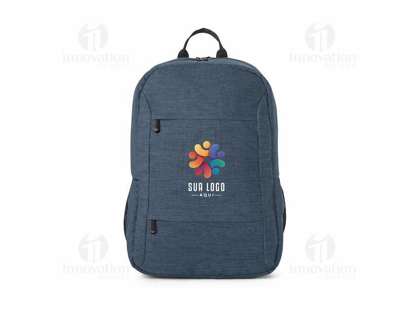 Mochila notebook portátil 300D reciclado preta feita de couro, com alça de mão, alça de ombro, zíper, bolso e compartimentos para armazenamento. Ideal para viagens, negócios e aventuras. Elegante e moderna.