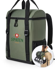 Mochila térmica almofadada em couro preto 3D, moderna, com suporte para dispositivo e equipamentos de negócios. Ideal para armazenamento de objetos, como vestimenta à prova de balas, em ambiente de escritório. Estilo vintage e elegante, confortável e prática para viagens ou uso diário.