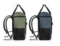 Mochila térmica almofadada en cuero negro 3D, moderna, con soporte para dispositivos y equipos de negocios. Ideal para el