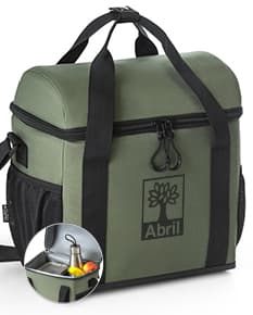 Bolsa térmica almofadada de luxo em couro marrom - Ideal para viagens e compras. Garanta já a sua! Estilo e elegância garantidos.