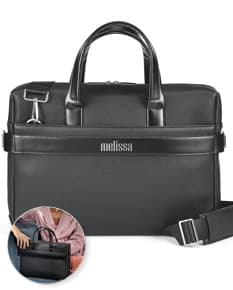 Pasta executiva em couro sintético preto de luxo para proteger com estilo seus acessórios de negócios. Seguro, elegante e moderno, ideal para viagens e reuniões. Adquira já!