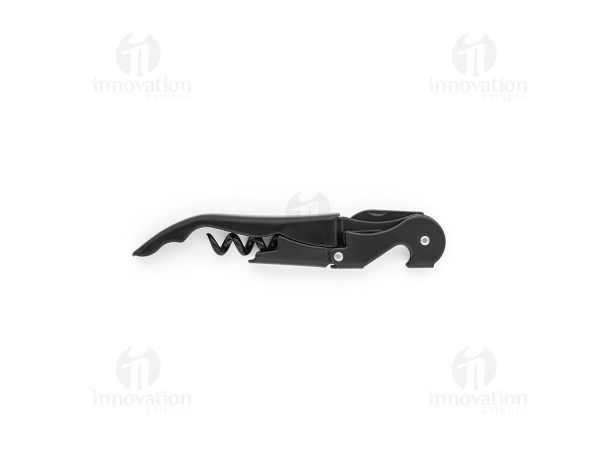Saca-rolhas em metal e PP, design moderno e elegante, dispositivo mecânico para abrir garrafas de forma prática e confortável.