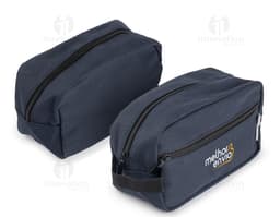 Necessaire de couro preto para guardar acessórios pessoais, dinheiro e cartões. Ideal para viagens ou uso diário. Elegante e