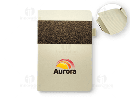 Brown leather notebook with visible stitching and button closure on the cover.
