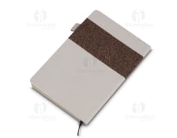 Caderno de anotações com capa marrom, textura retro, folhas em branco, sem pauta, ideal para memórias, lembretes e