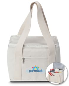 Bolsa térmica em algodão marrom, moderna e elegante, ideal para transportar itens de forma segura e com estilo. Com alça e fecho com zíper, é uma opção prática e funcional para manter os alimentos frescos por mais tempo.