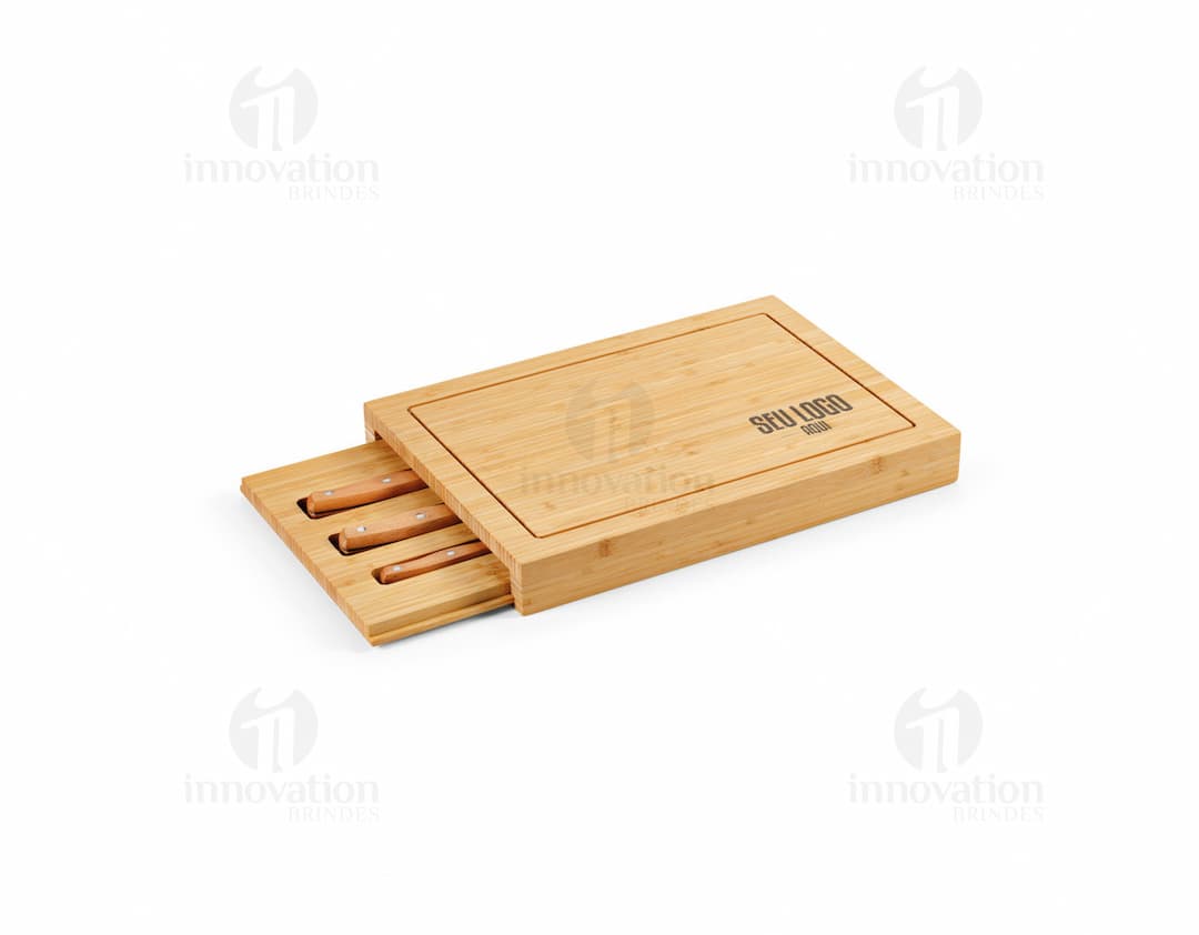 Conjunto de tábuas de bambu empilhadas em um bloco de madeira, com uma variedade de ingredientes doces e chocolates empilhados em cima delas. As tábuas de bambu têm uma cor marrom e textura áspera, enquanto os objetos doces são deliciosos e tentadores. A imagem destaca a variedade de usos dessas tábuas de madeira na culinária e na preparação de sobremesas gourmet.