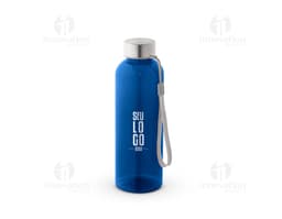 Transparent water bottle made from 100% rPET plastic.