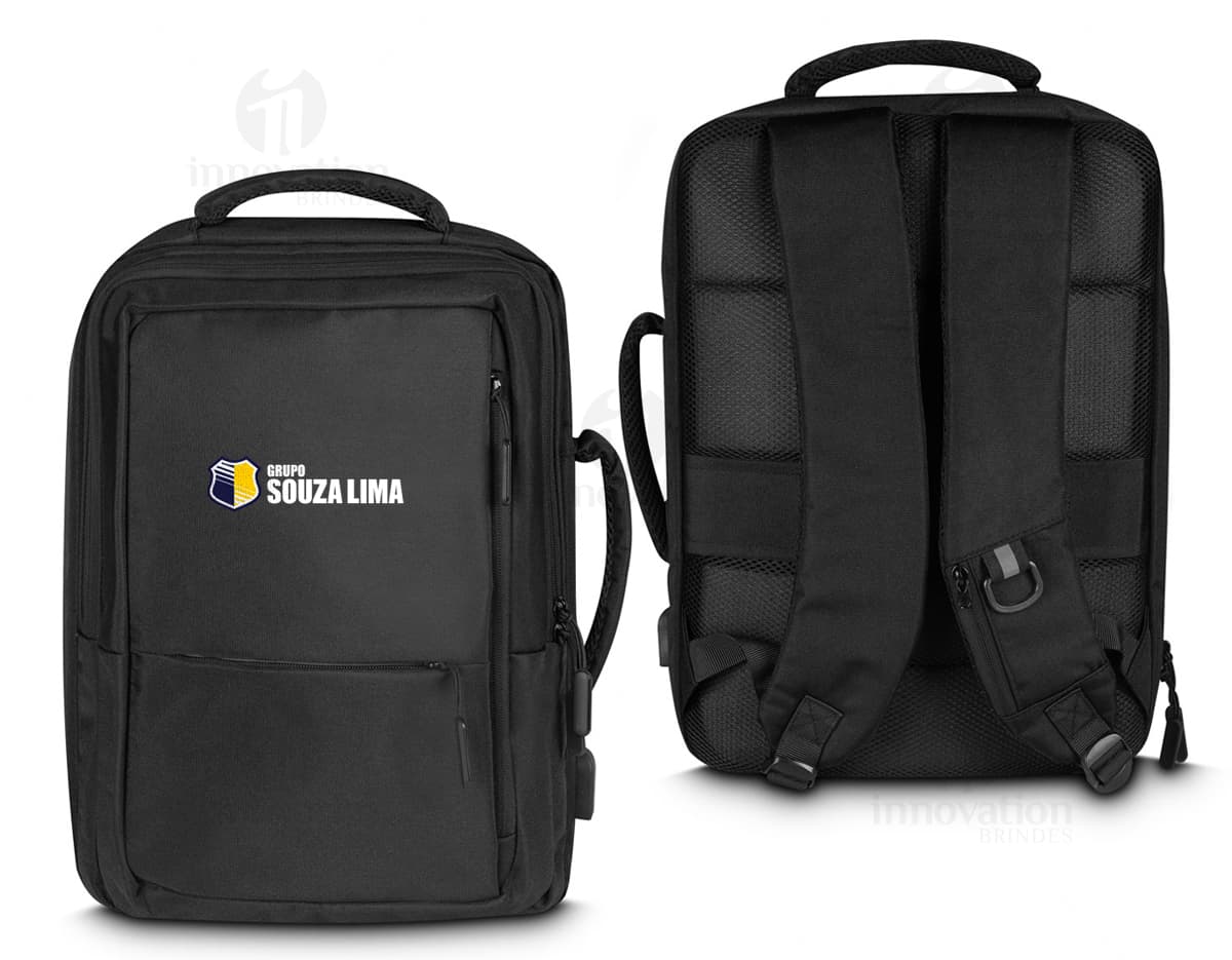 Mochila pasta para notebook em couro preto, moderna e elegante, perfeita para viagens de negócios ou lazer. Com alça resistente, bolsos com zíper e compartimento acolchoado para laptop. Ideal para quem busca estilo e praticidade em um único acessório.