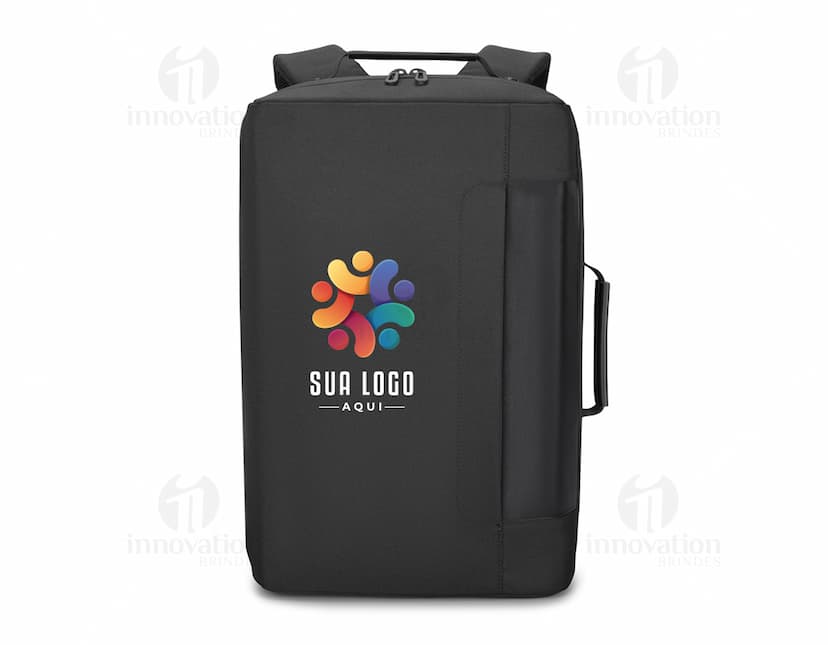 Mochila/Pasta para Notebook Premium em couro preto, com design moderno e alças resistentes. Ideal para transporte de equipamentos eletrônicos e documentos, perfeita para uso no escritório, viagens ou compras.